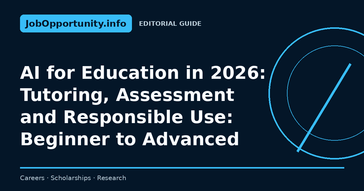 AI for Education in 2026: Tutoring, Assessment and Responsible Use: Beginner to Advanced