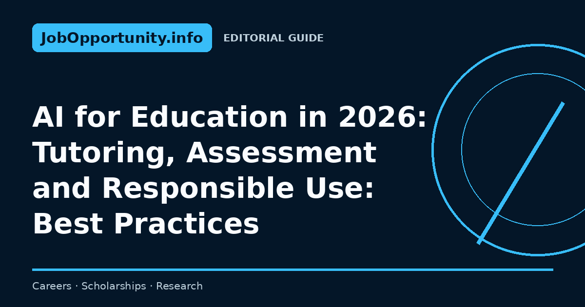 AI for Education in 2026: Tutoring, Assessment and Responsible Use: Best Practices