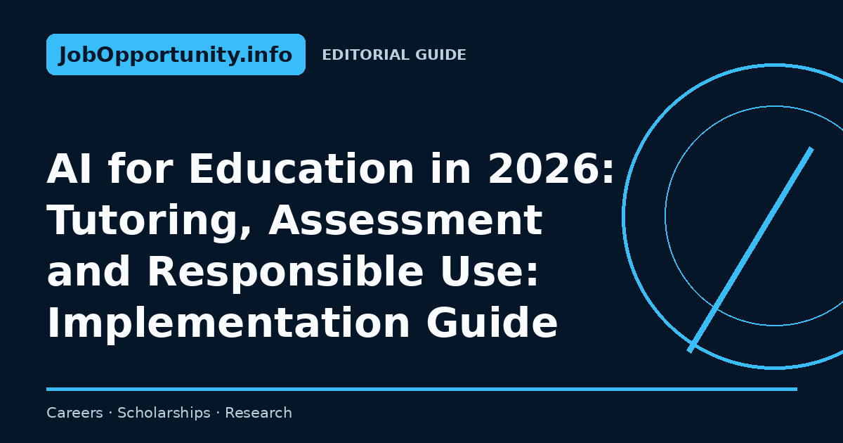 AI for Education in 2026: Tutoring, Assessment and Responsible Use: Implementation Guide