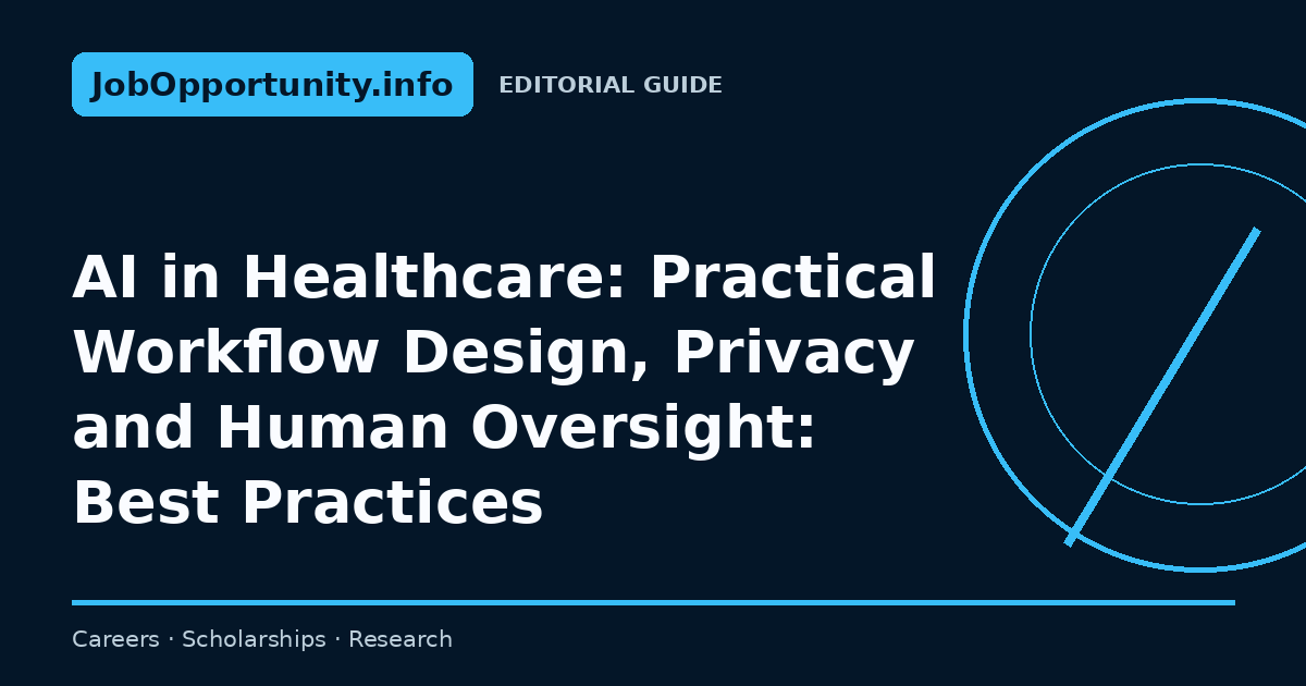 AI in Healthcare: Practical Workflow Design, Privacy and Human Oversight: Best Practices