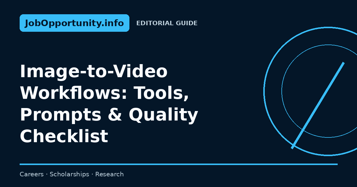 Image-to-Video Workflows: Tools, Prompts & Quality Checklist