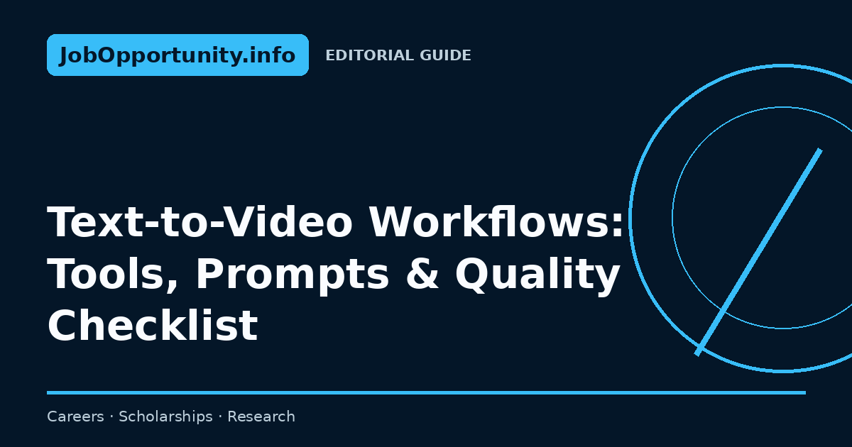 Text-to-Video Workflows: Tools, Prompts & Quality Checklist